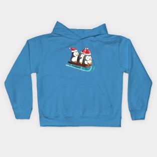 Penguins wearing santa hat Kids Hoodie